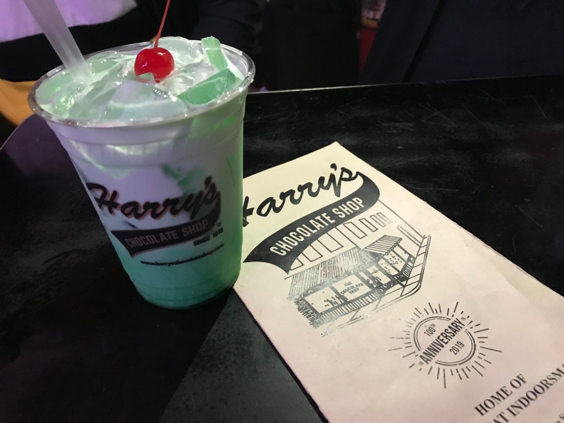 grasshopper cocktail from Harry's Chocolate Shop